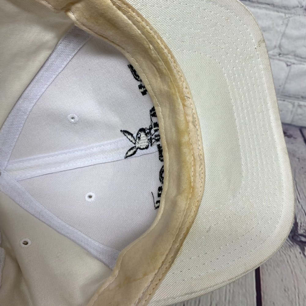 Playboy Baseball Hat Cap Snapback White - STAINS around the Hat See Pictures - Picture 9 of 14